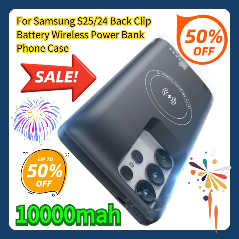

For Samsung S25/24 Back Clip Battery Wireless Power Bank Phone Case 10000mah