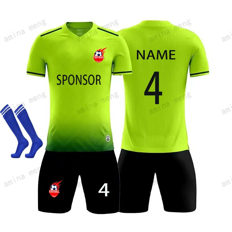 

2023 Children Football Jerseys set girls Soccer Clothes Men boys Futbol Training Uniforms set free Soccer with socks