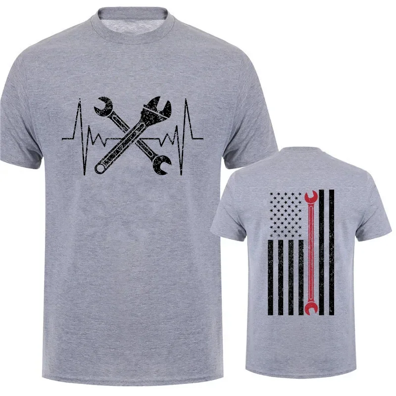 Patriot Thin Line Mechanic T-shirt Men Fashion Graphic Y2k Tops Oversized Clothing Streetwear Hip Hop Tshirts Short Sleeve Tees