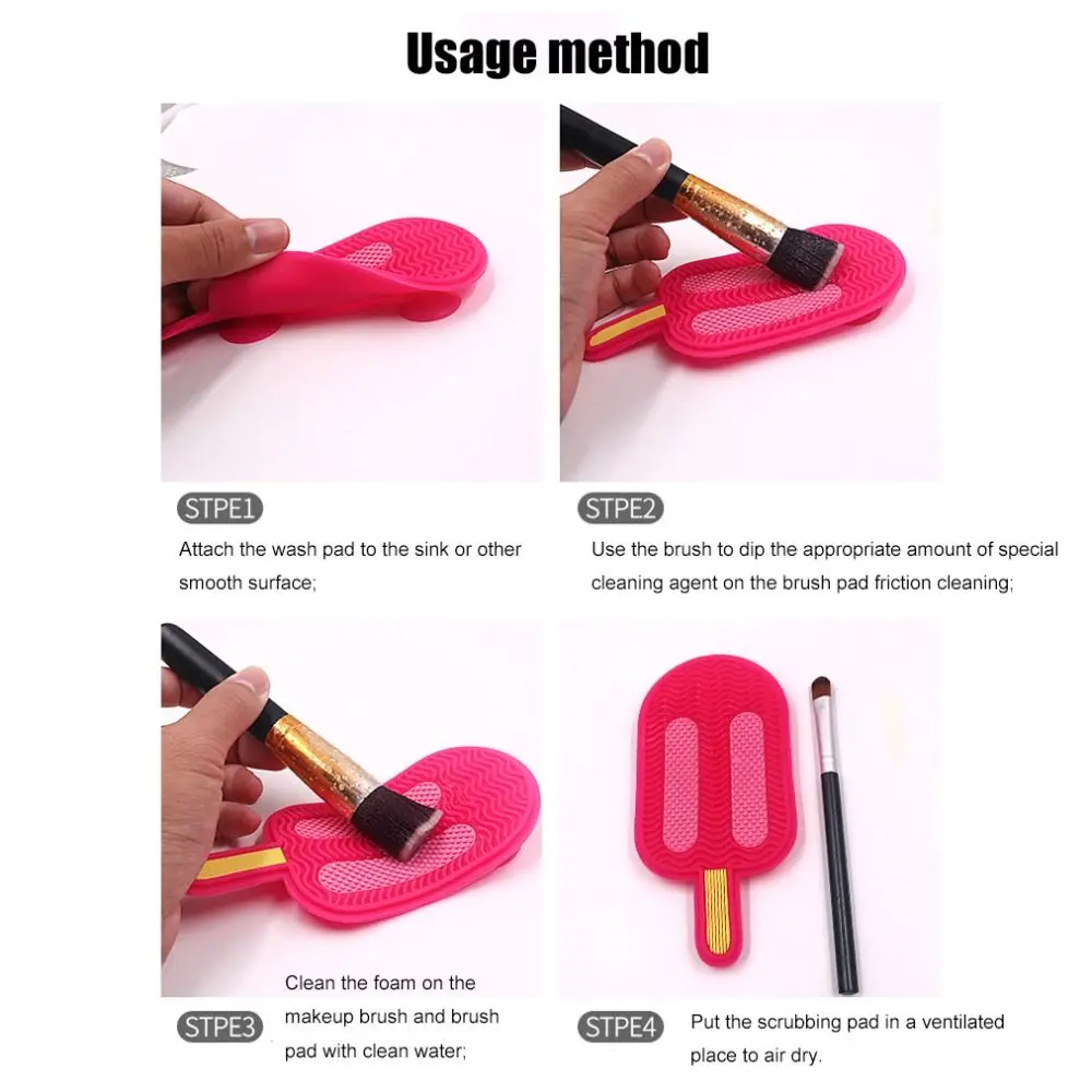 Ice Sucker Silicone Makeup Brush Cleaning Tool Silicone Scrub Pad Cleaning Mat Scrubbing Pad Makeup Brush Cleaning Pad