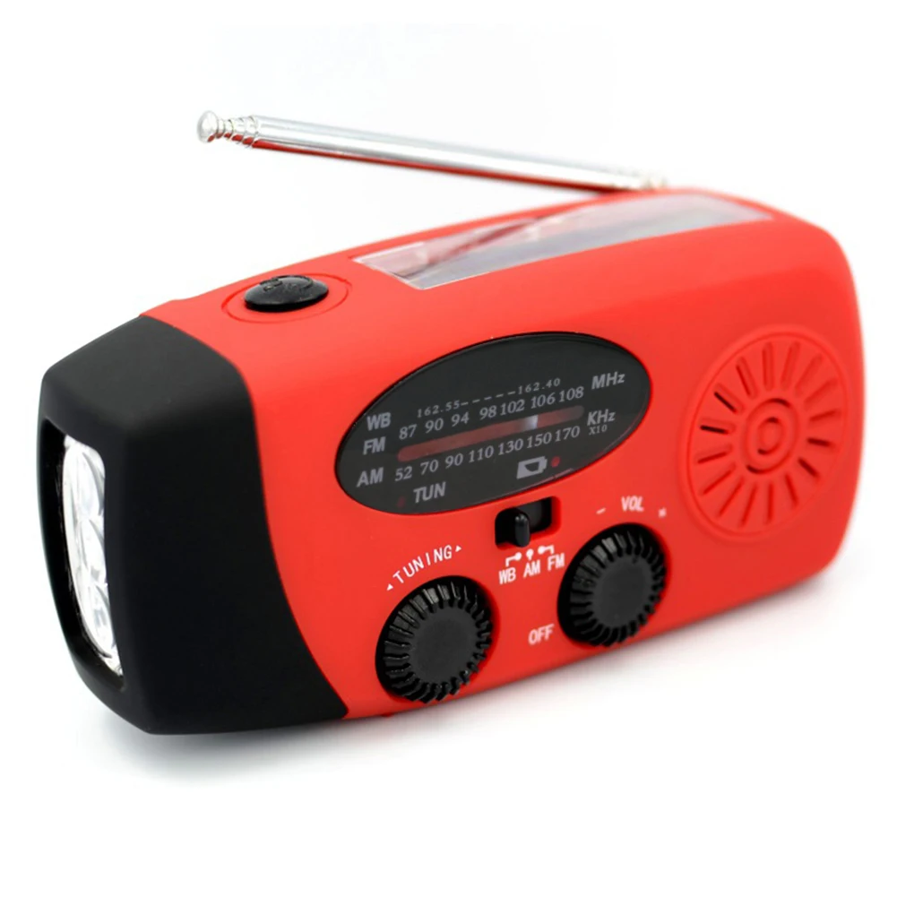 Portable Hand Radio Solar Crank AM/FM/NOAA Weather Radio Emergency Flashlight