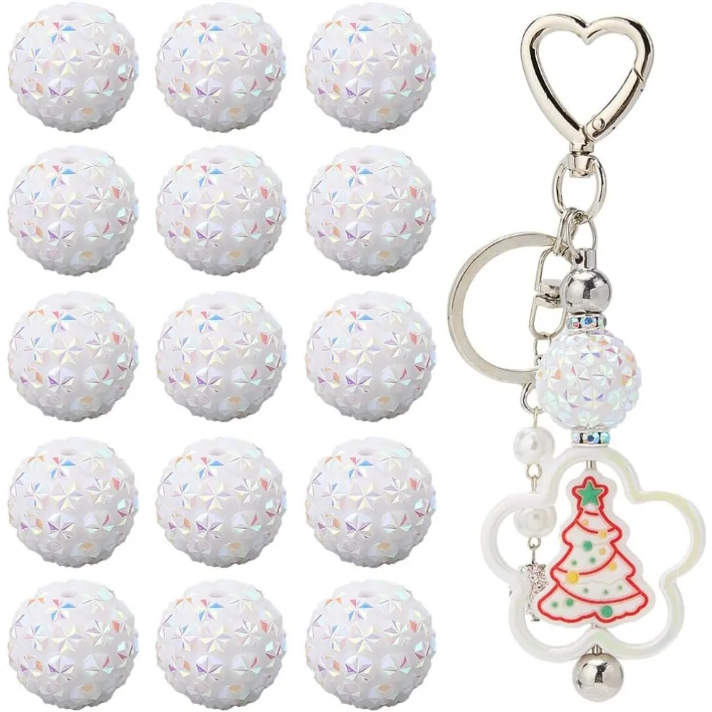 

1 Box 30Pcs 20mm Bubblegum Beads Acrylic Pen Beads Bling Suger Hexagonal Star Ball Rhinestone Snowflake Focal Beadable Pens