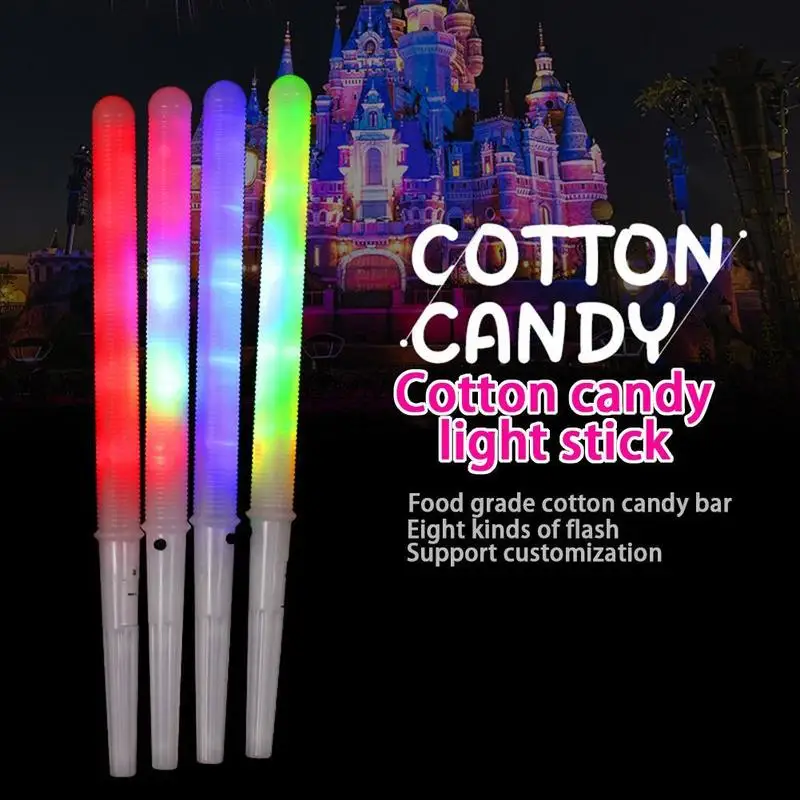 10pcs Color Led Light Stick Candy Conical Cotton Reusable Light Cotton Candy Stick Led Light Tube Party Glow Party Props