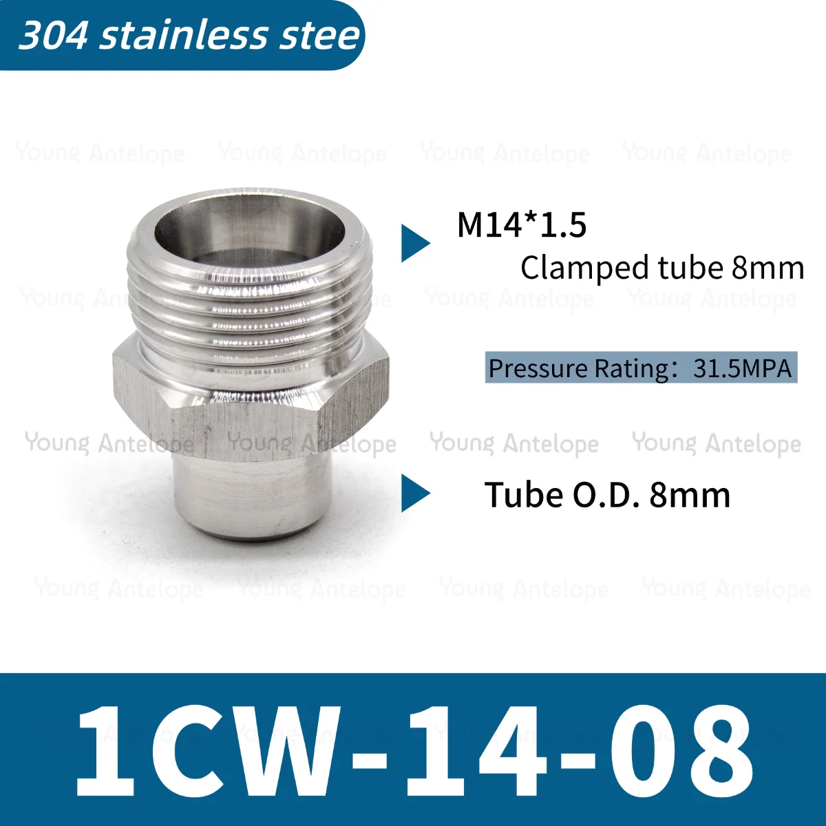 304 roestvrij staal 24 ° Kegelafdichting H-type fitting met ferrule 1CW lasconnector voor hydraulisch pijpsysteem JBT6144.5 hoge druk