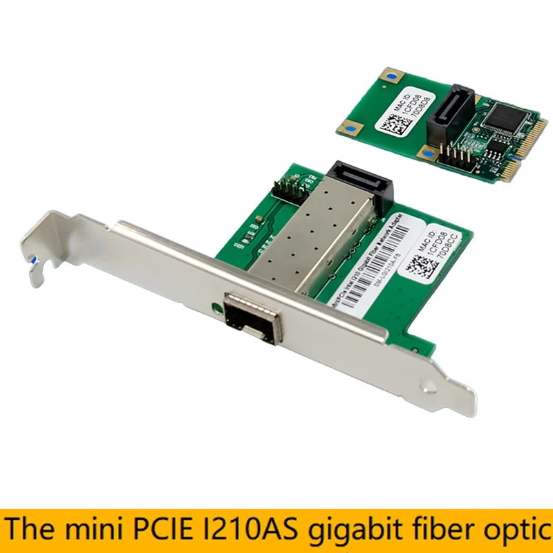 WGI210AS Mini PCIE Network Card Gigabit Single Port SFP Server Network Card I210-F1 Industrial Grade Network Card