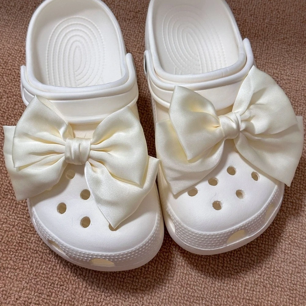 2pcs Cloth Butterfly Bow Shoes Charm Butterfly Shoes Accessories for Girls Hole Shoes DIY Gift image 6