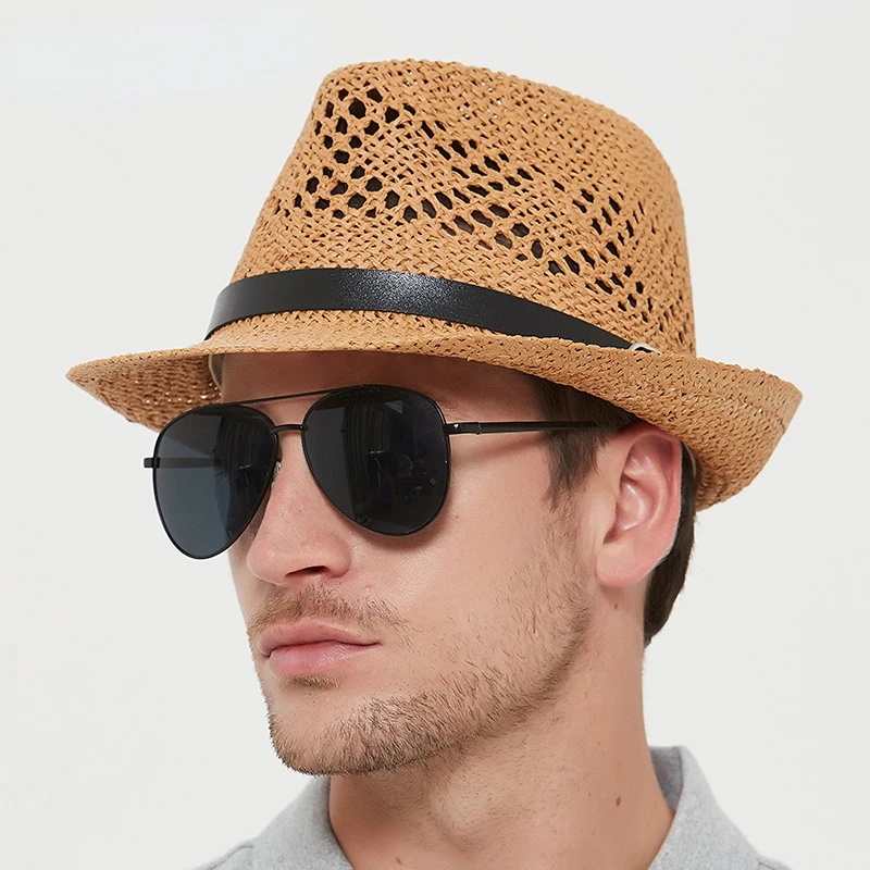 Mens Womens Sun Hat Summer Breathable Beach Vacation Sun Protection Hat Panama Straw Hat Gift Leisure Outdoor