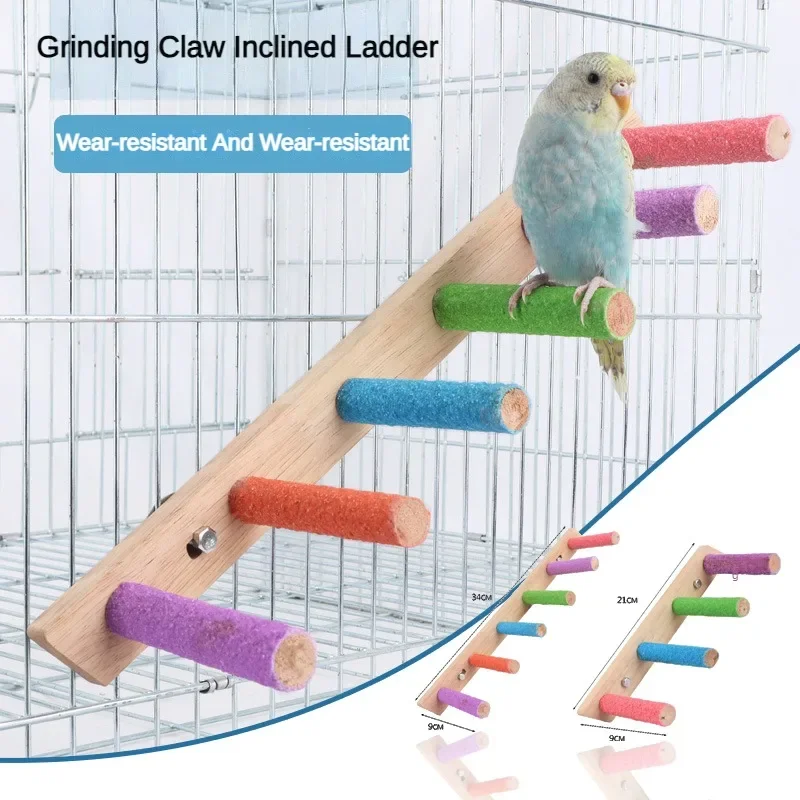 4/6 Steps Wood Ladder Pet Interactive Bird Parrot Toy Ladder for Hamster Cage Funny Grinding Stick Climbing Toy Bird Accessories