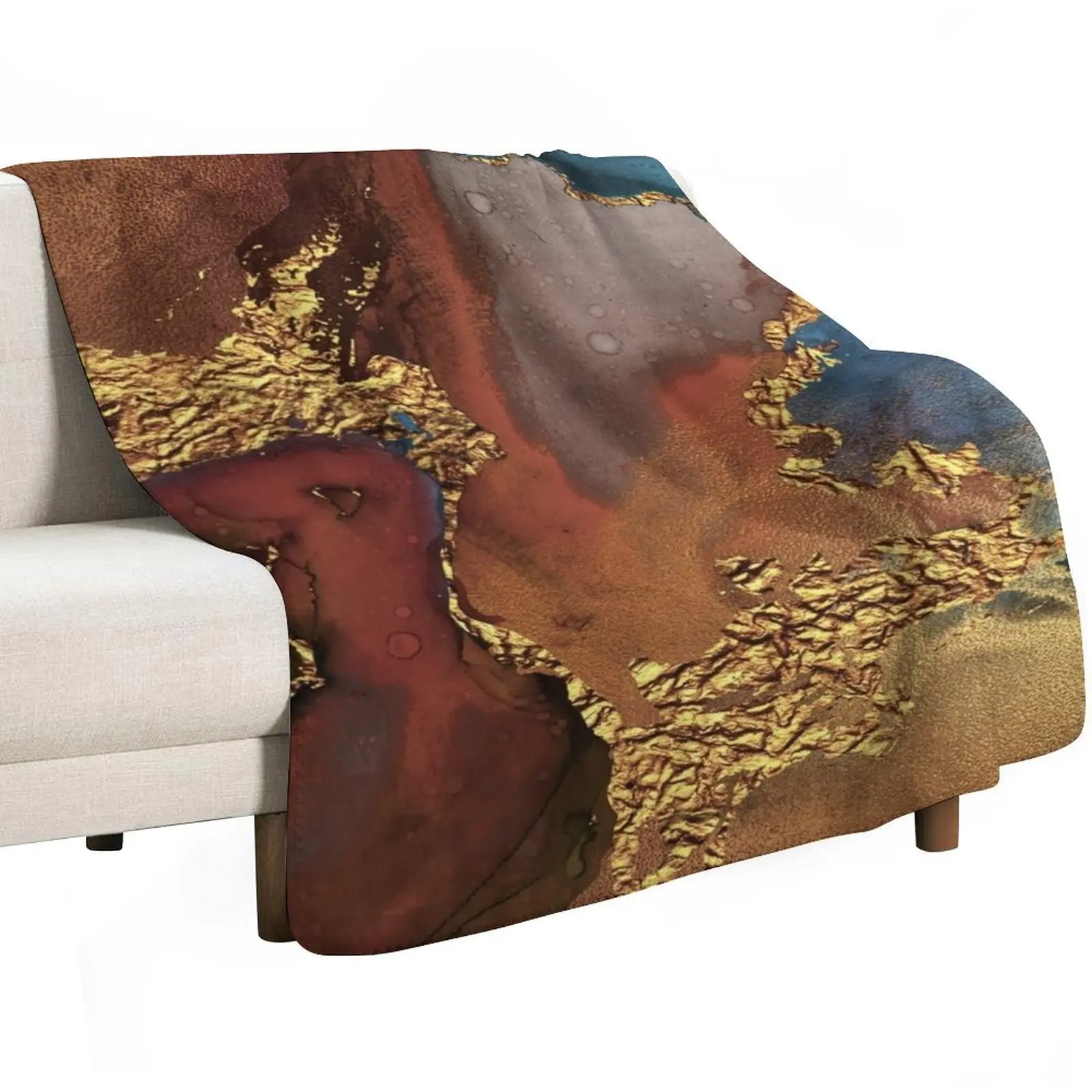 Stylish Girly Trend Autumn Ink Faux Marble Texture Throw Blanket Polar For Baby Bed Fashionable Kid'S Thin Blankets