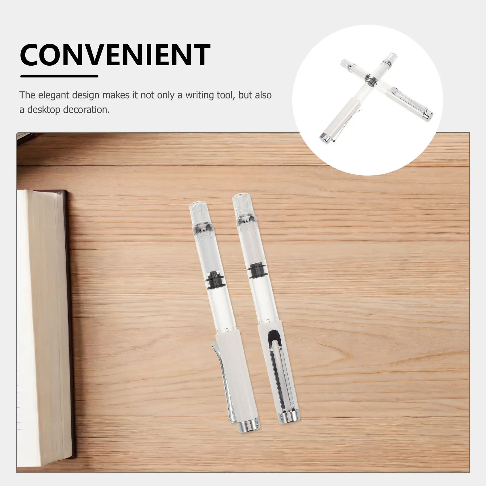 2Pcs Piston Fill Fountain Brush Pen Refillable Calligraphy Brush Pen Flexible Tip for Chinese Calligraphy Japanese Writing
