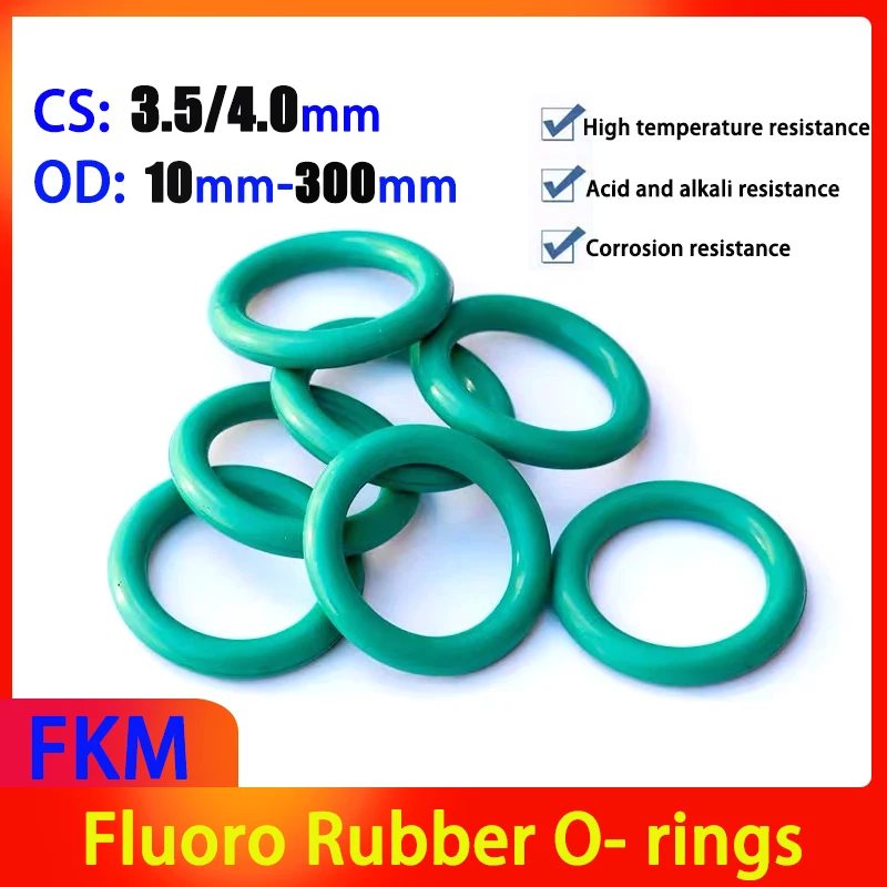 

CS 3.5mm/4.0mm FKM Green Fluoro Rubber O- rings OD 10mm-300mm Viton Oil Seal Gasket Fluoro Elastomer Circular Sealing Ring