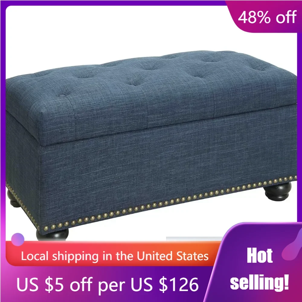 

Storage Ottoman 35.5" - Contemporary Foot Stool and Bench with Hinged Lid for Living Room Furniture Freight free