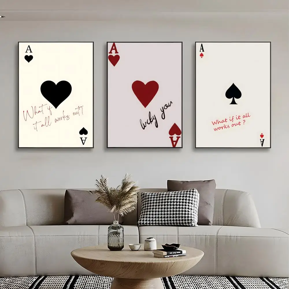 1PC Ace Card Positive Quotes Poster Posters Retro Kraft Paper Sticker DIY Room Bar Cafe Aesthetic Art Wall Painting