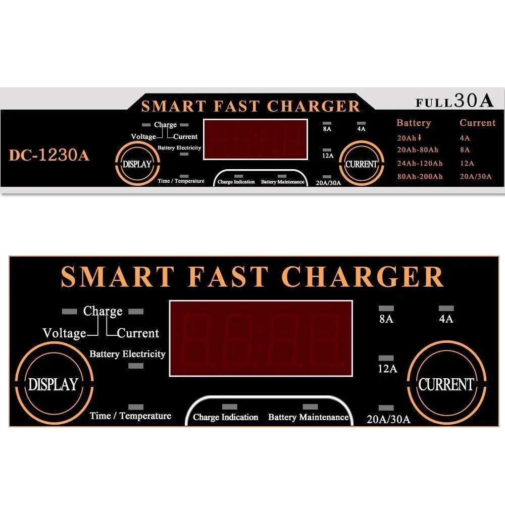 30A LCD Car Battery Charger Leisure Battery Charger For 12v Caravan Campervan Motorhome Boat Battery