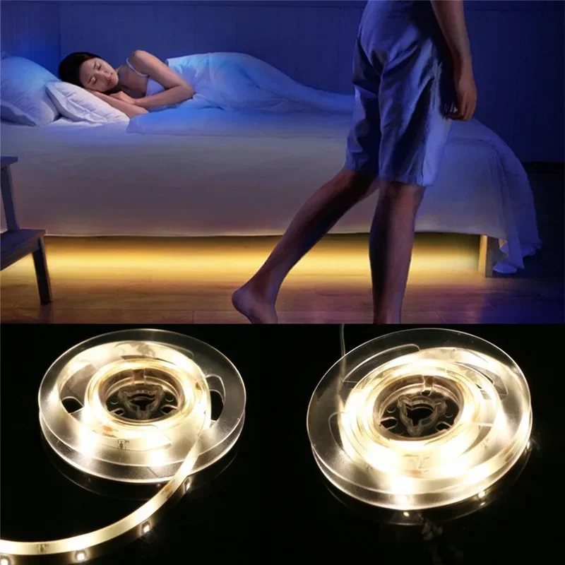 Impermeável LED Strip Light com sensor de movimento PIR, luz noturna flexível, lâmpada do quarto, 2835 SMD