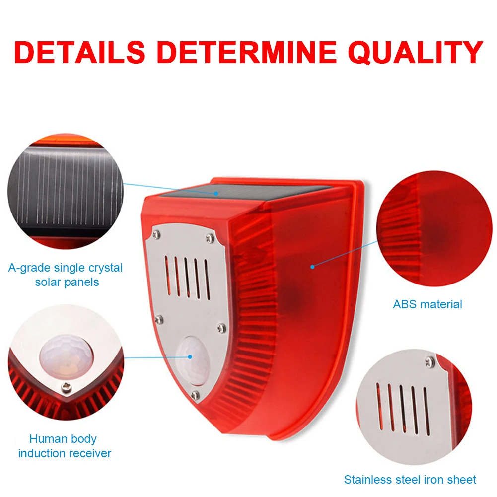 Outdoor Solar Alarm with Motion Sensor Gunshot Sounds & Dog Barking Sound & Strobe Light Security Alarm Siren for Farm Barn Yard - view 5