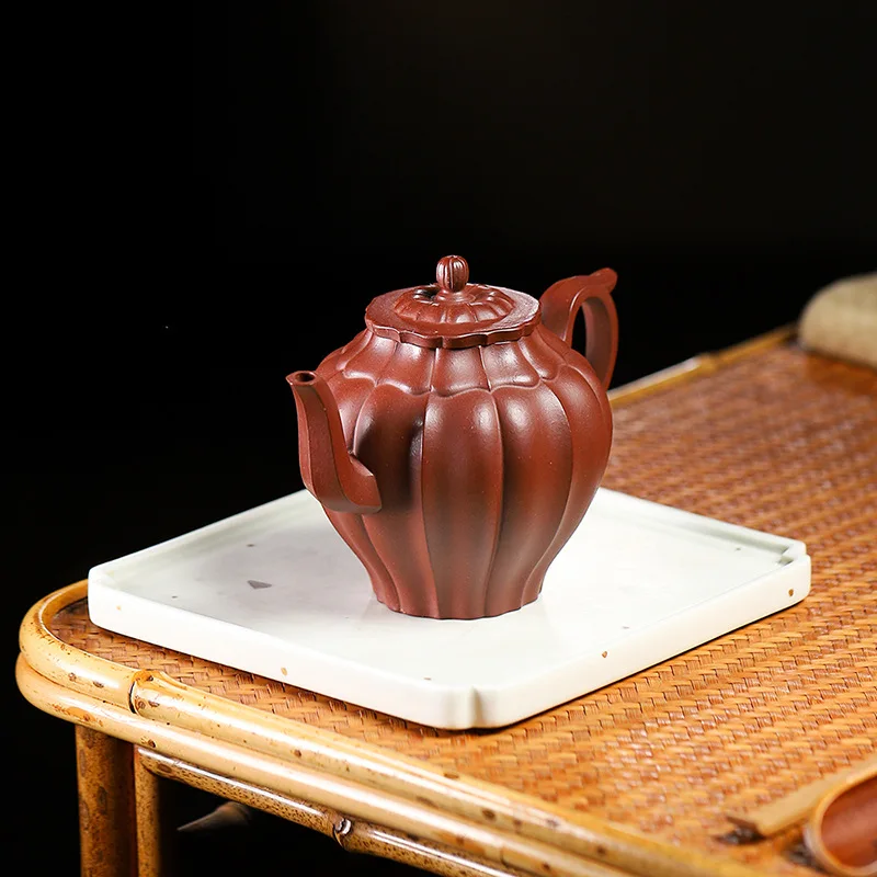 

High Quality Ore Bottom Trough Rib Cleaning Pattern Rhombus Purple Sand Teapot Tea Set Office Household