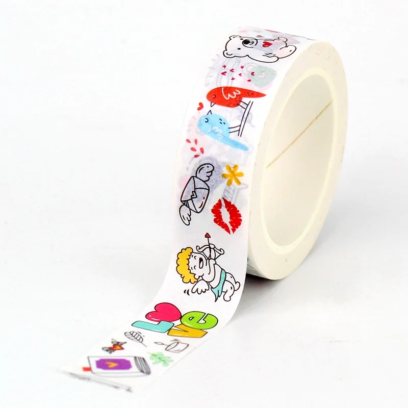 NEW 1PC. 10M Cute Cupid's Arrow Birds Valentine Washi Tape for Scrapbooking Planner Adhesive Masking Tape Kawaii Stationery