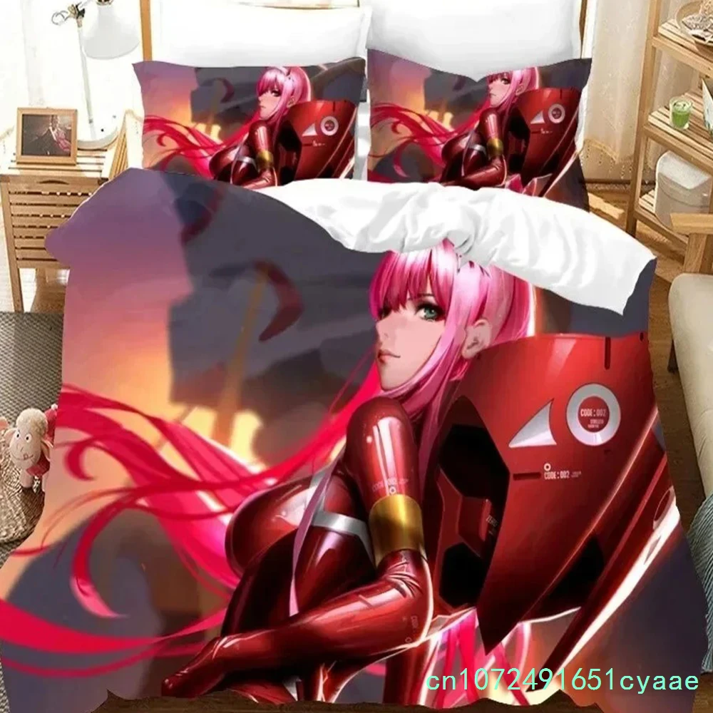 3D Print Anime Darling In The Franxx Zero Two 02 Bedding Set Boys Girls Twin Queen Size Duvet Cover Pillowcase Bed Kids Adult