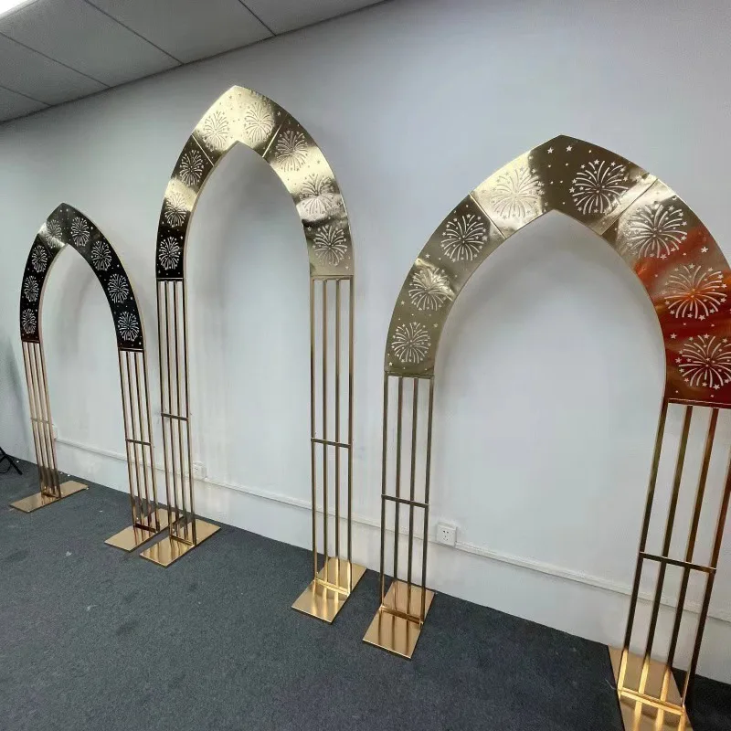 

New Design Gold Wedding Arch Backdrop Stand Arches for Wedding Stage and Party Decoration