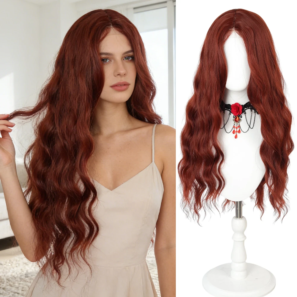 New gradient blue curly synthetic wig for party, Halloween cosplay, daily use, high-temperature hair accessory