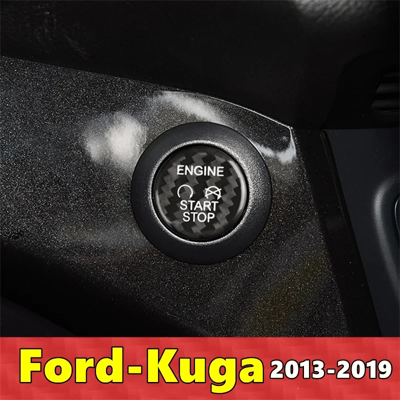 

For Ford Kuga Car Engine Start Stop Button Cover Real Carbon Fiber Sticker 2013 2014 2015 2016 2017 2018 2019