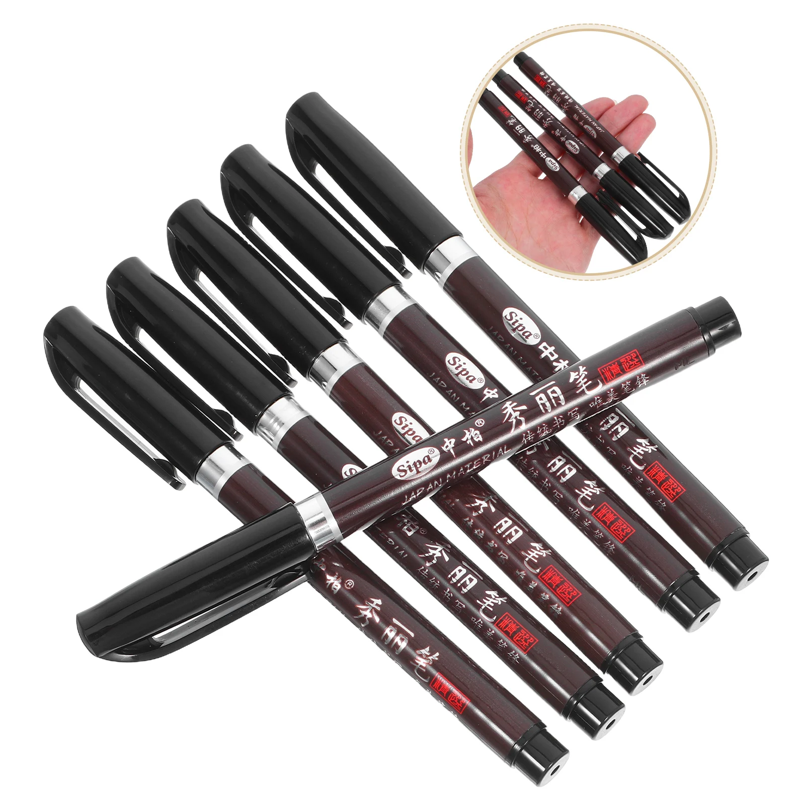 

6pcs Calligraphy Brush Pens: Chinese Japanese Ink Pen Set For Writing Drawing Signature Art Watercolor Brush Pens