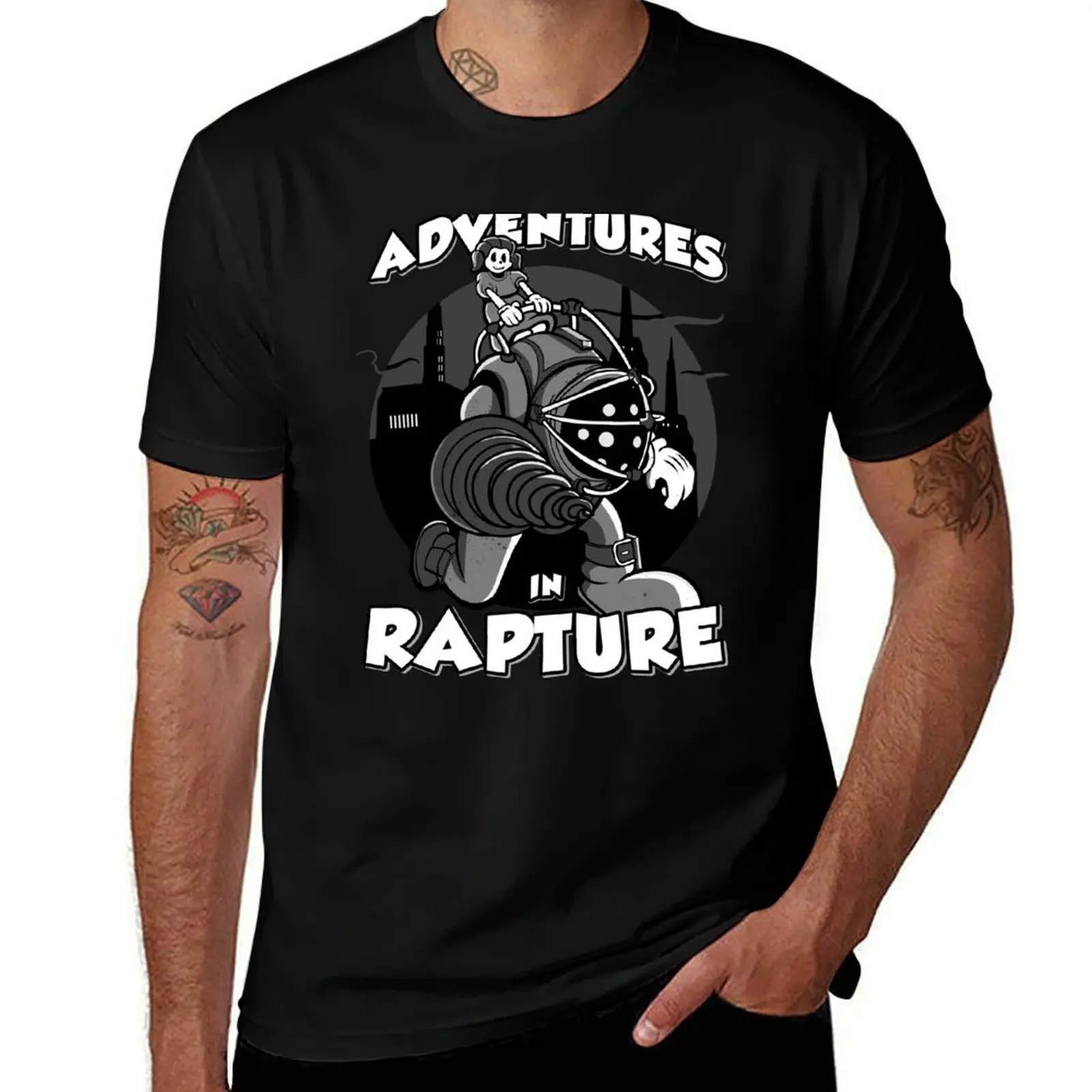 Adventures In Rapture - T-shirt parodique rétro en coton à manches courtes pour sports actifs