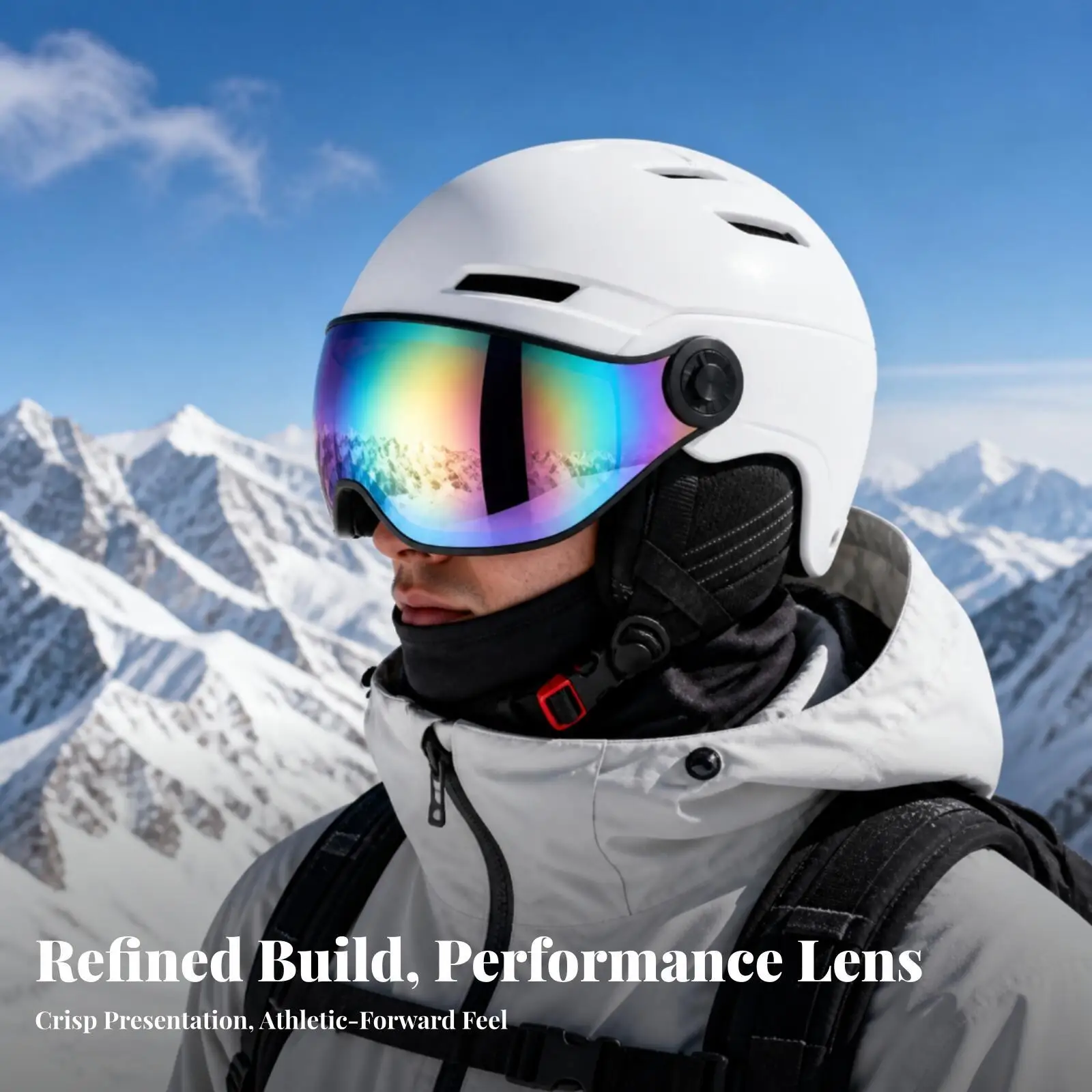 Adult Snowboard Helmet with Visor Windproof Glare Reduction ABS Outer Shell EPS Padding for Skiing Protective Gear