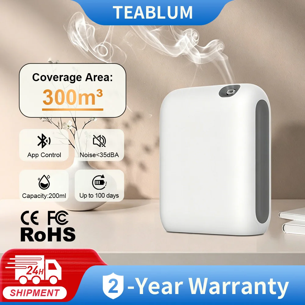 TEABLUM 300m³ Room Battery Aromatic Oil Diffuser Perfume Electric Aromatic Oasis Electric Smell Home Fragrance Diffuser 200ML