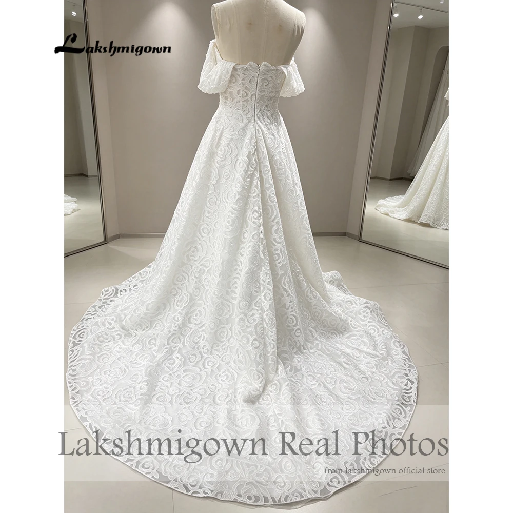 Lakshmigown Blumen-Spitzenkleid mit Off-Shoulder-Ausschnitt 2027 Echte Fotos Korsett-Mieder Modisches Brautkleid nach Maß – Detail 6