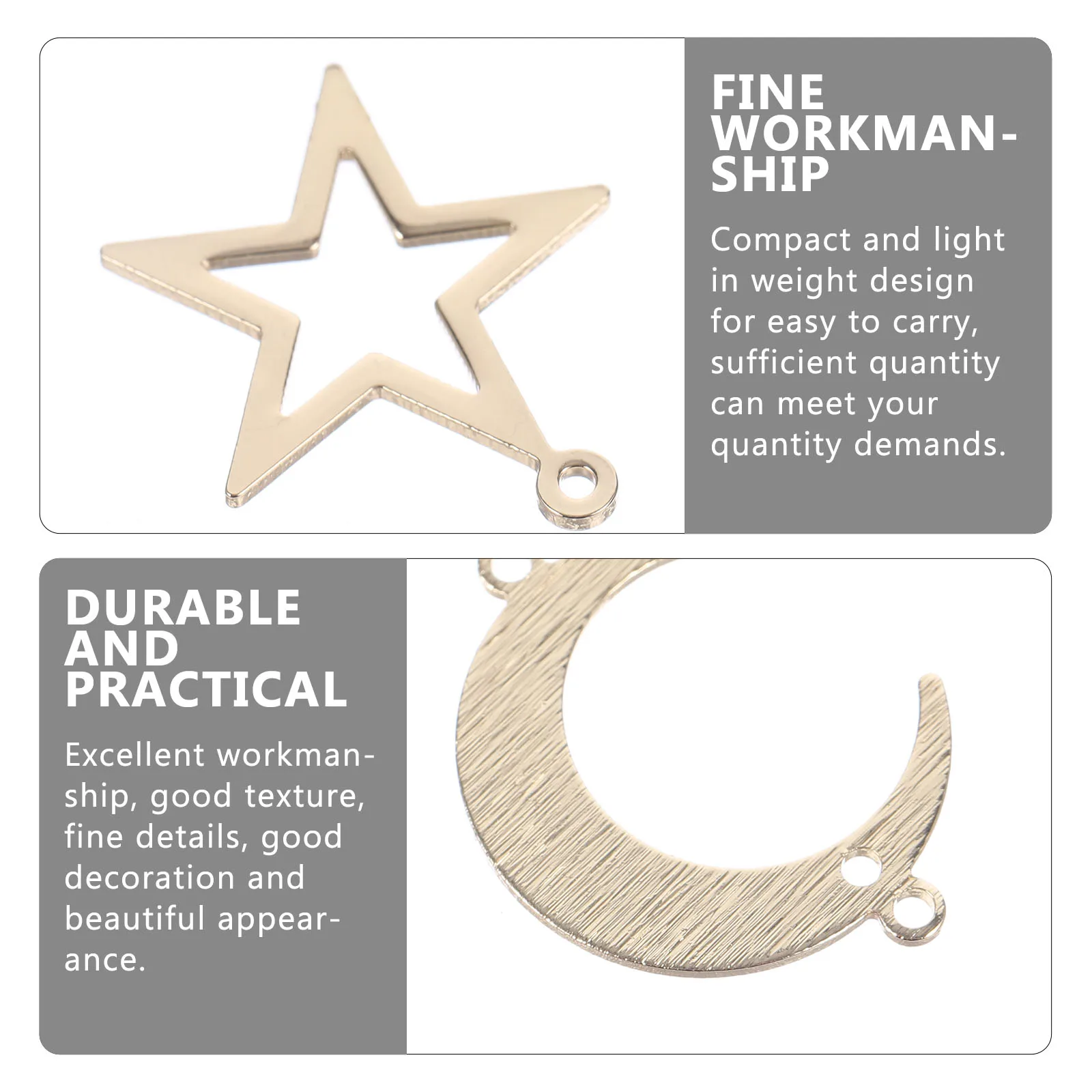 

30pcs Geometric Hollow Pendants Alloy DIY Jewelry Charms Star Moon Sun Crafts Pendant Necklace Bracelet Making for Gifts