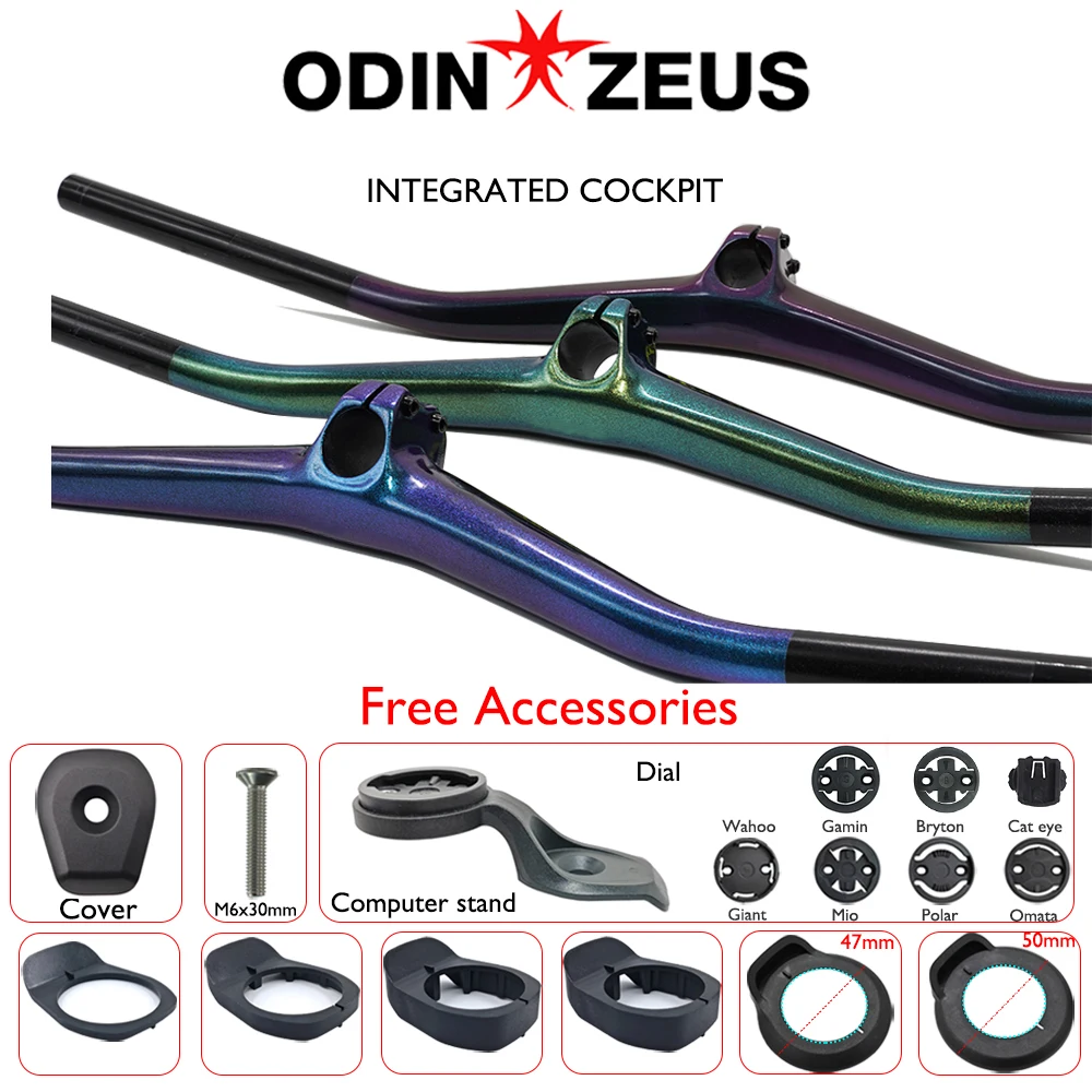 

ODINZEUS HIXON IC 1.0 RISE Mountain Bike 100% Carbon T800 Handlebar Stem Combo 28.6mm 700-800mm 6°/7° 40-60mm Enduro XC Spacers