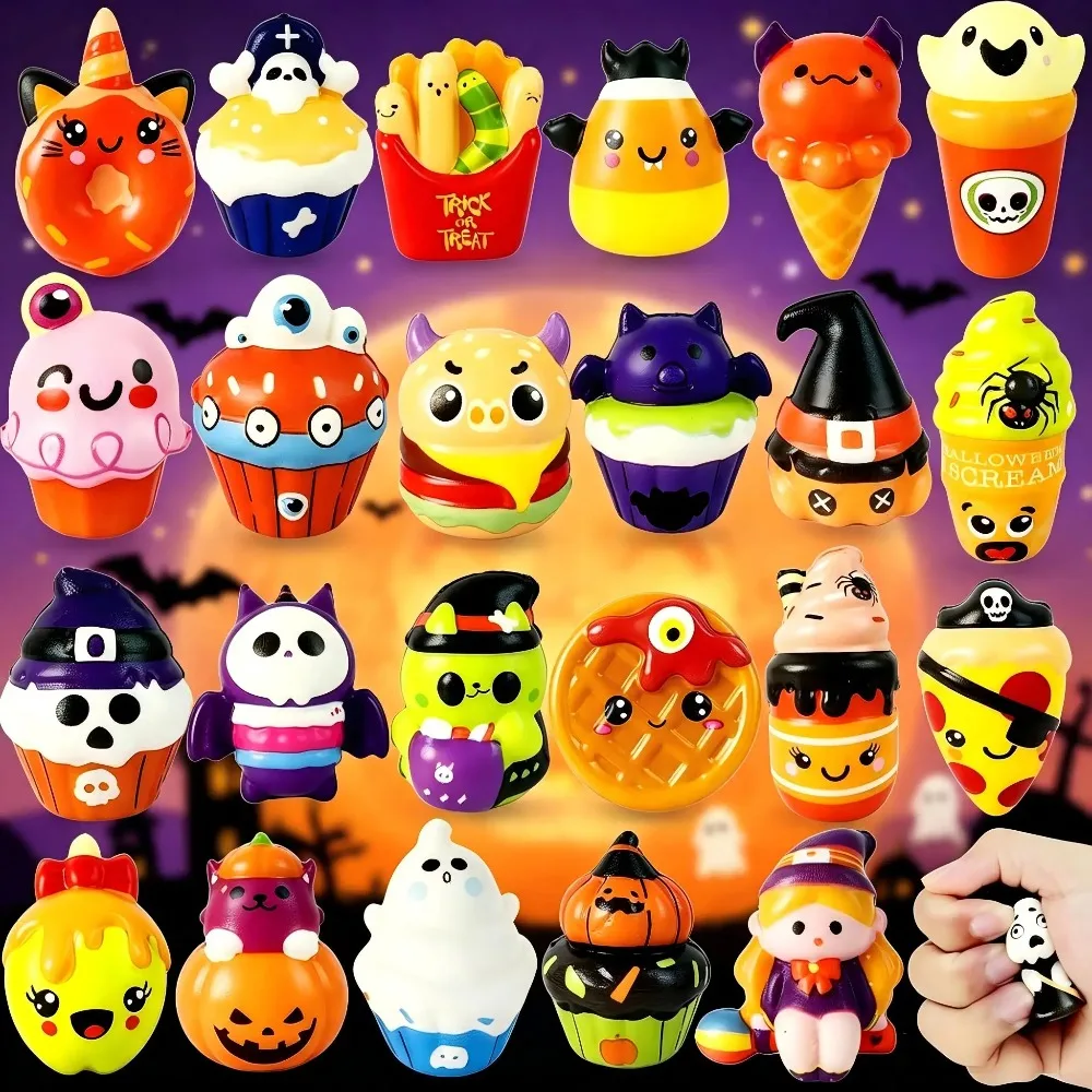 Halloween Squishies Toys for Kids, Slow Rise Halloween Anti-Stress Toys, Sparkling Gifts for Parties, Surprise Bag Fillers
