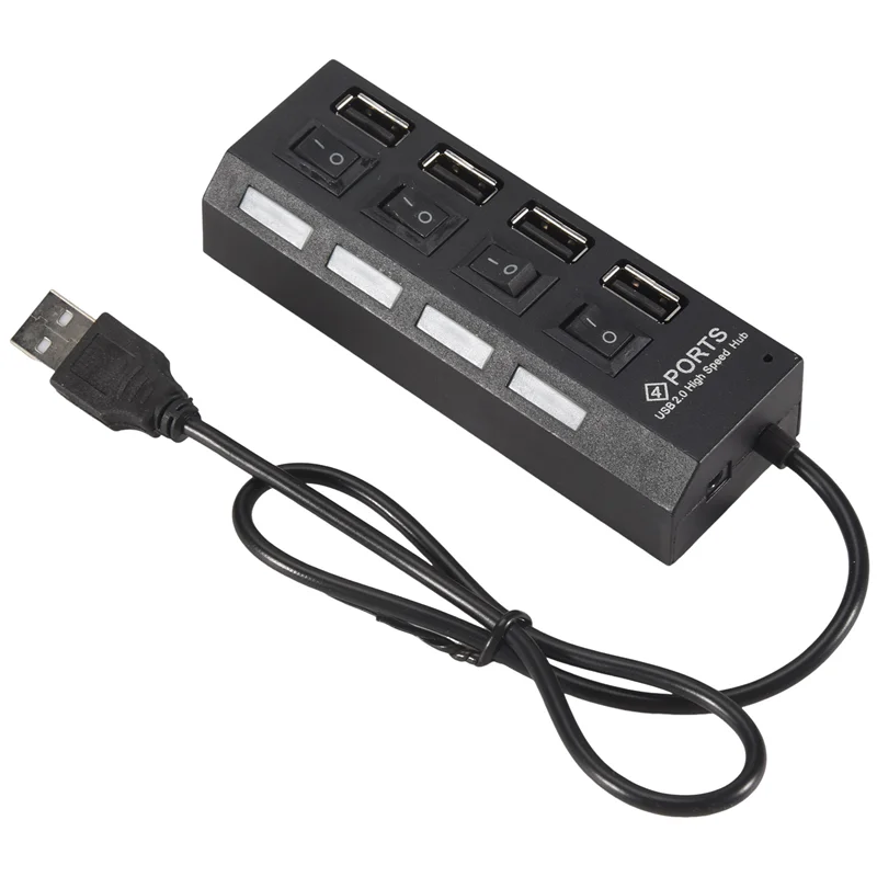 Y43A-USB4 Port 2 Splitter With Switch HUB 4-Hole Independent Switch HUB USB2.0 Hub Multifunction