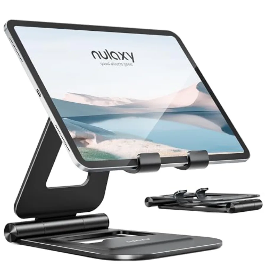 

Aluminum Dual Foldable iPad Stand Fully Adjustable Desktop Tablet Holder Tablet Accessories for Office Kindle Compatible with M