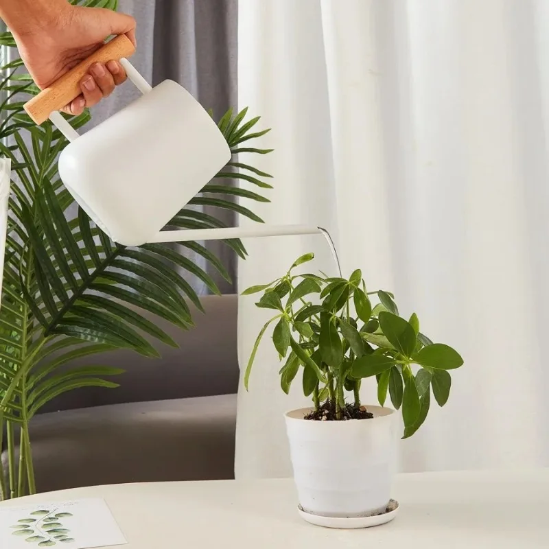 Stainless Steel Watering Can for Flowers Indoor Plant Wooden-handled Watering Pot Cans Multifunctional Vegetable Garden Supplies