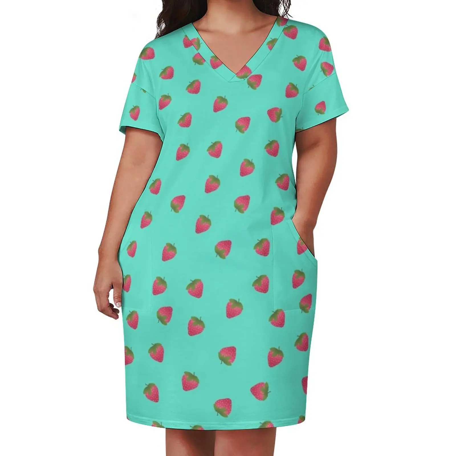 Strawberry Dress Pattern Loose Pocket Dress Beachwear birthday dress for women women party dresses