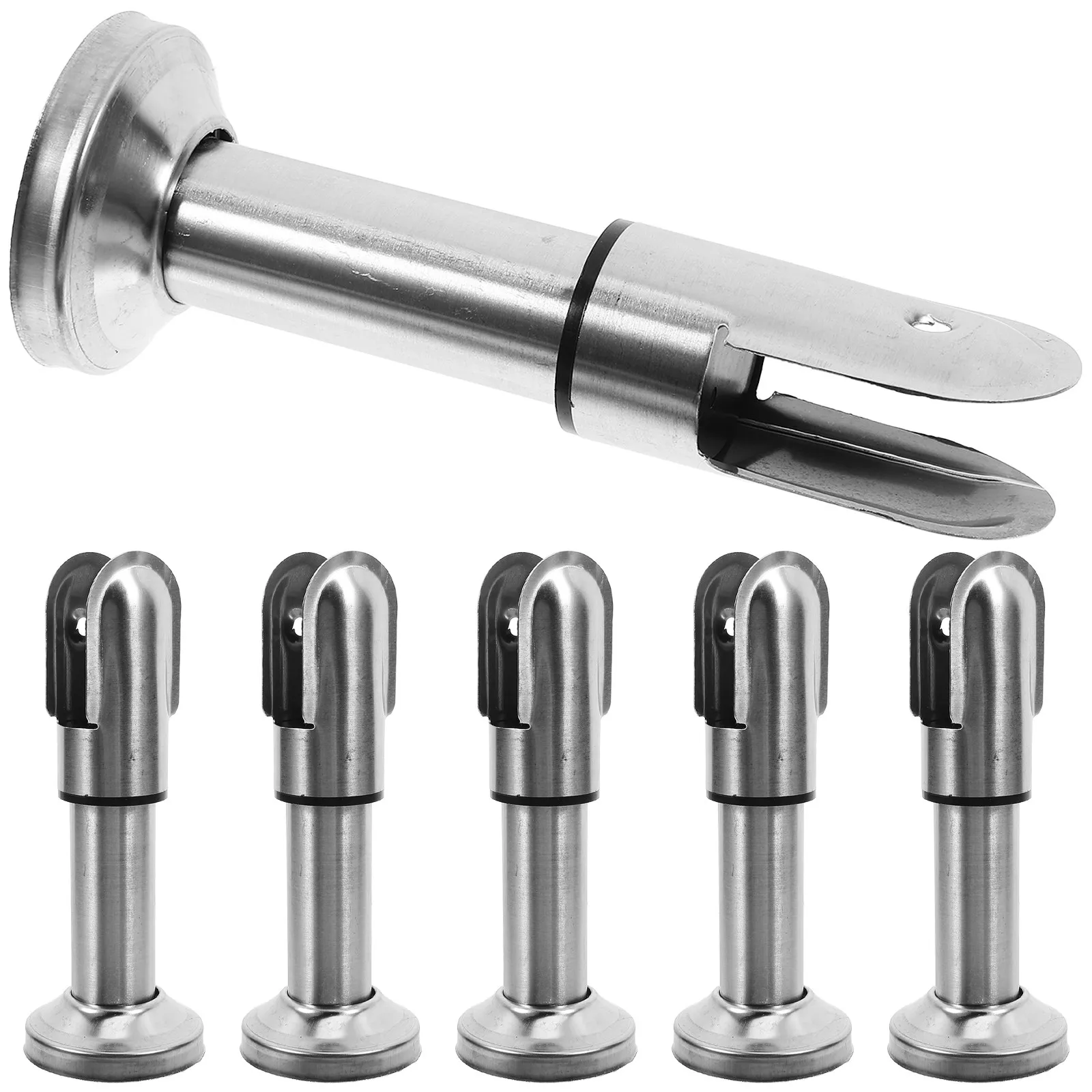 Toilet Partition Feet for Hotel Maintenance Teams to Reduce Partition Wobble, 6 Pcs Stainless Steel, Silver