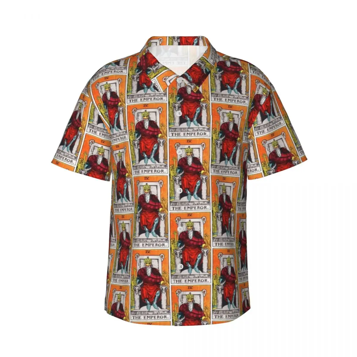 

The Emperor Tarot Casual Shirt Vintage Print Classic Hawaii Shirts Male Short Sleeves Beach Breathable Pattern Oversized Blouses