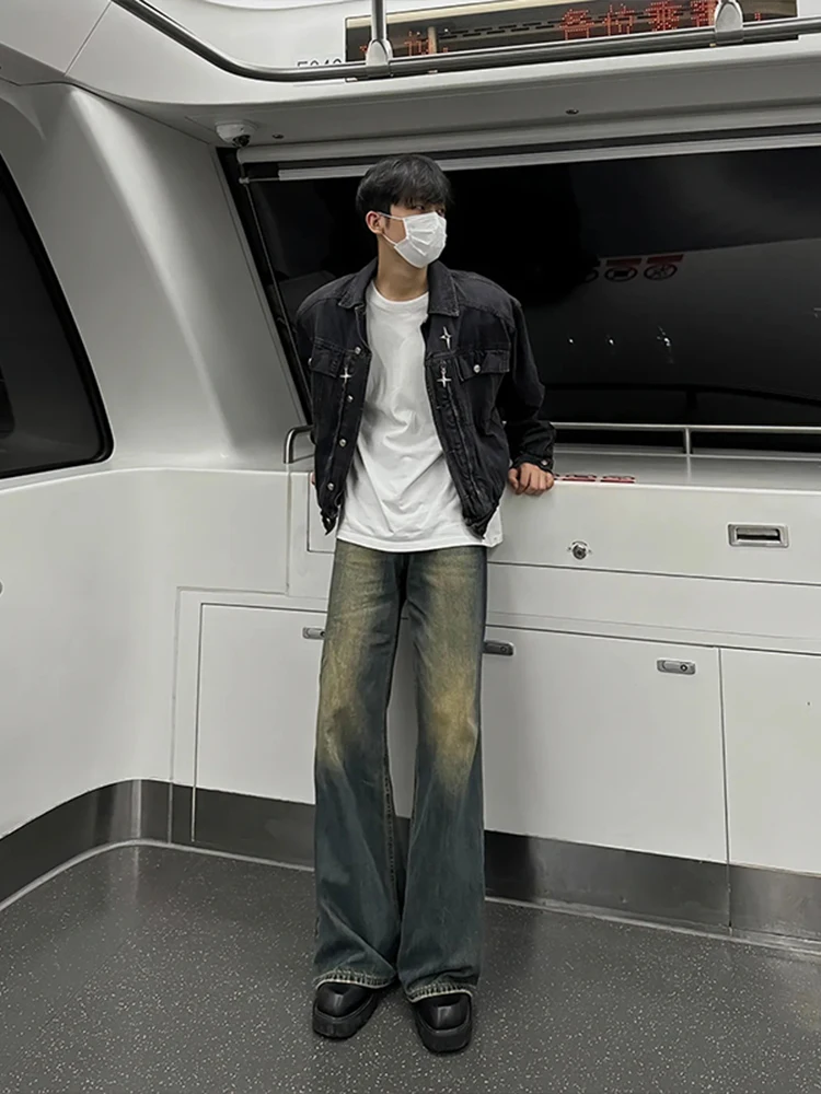 

Мужские прямые джинсы Cleanfit в американском стиле High Street, весна-осень, модные, брендовые, винтажные, синие, свободного кроя