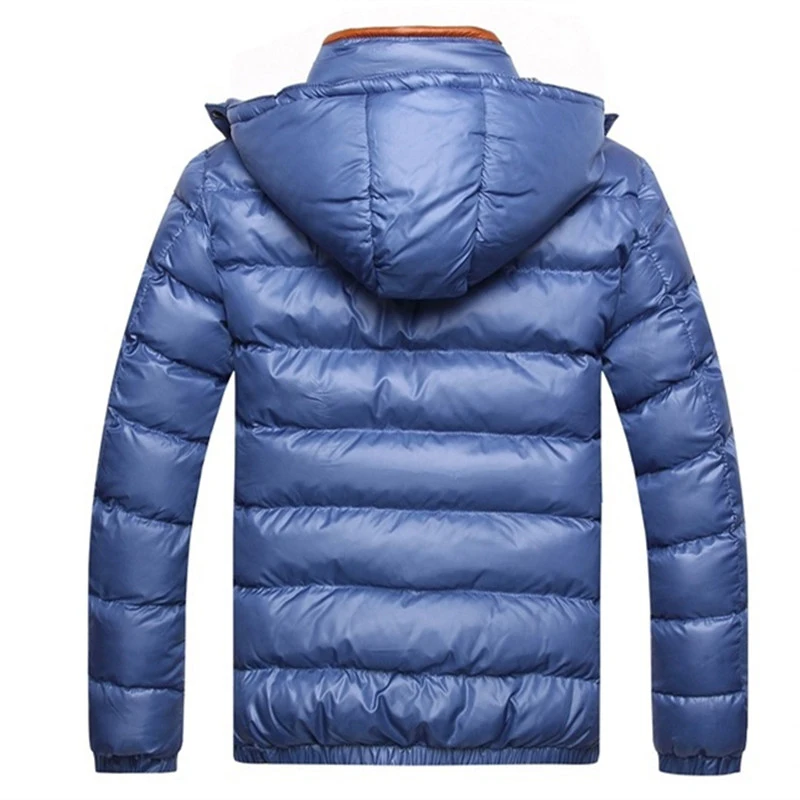 Parkas à capuche minces patchwork pour hommes, vestes rembourrées, poignées de chapeau amovibles, vêtements d'extérieur chauds pour hommes, mode décontractée, optique, hiver