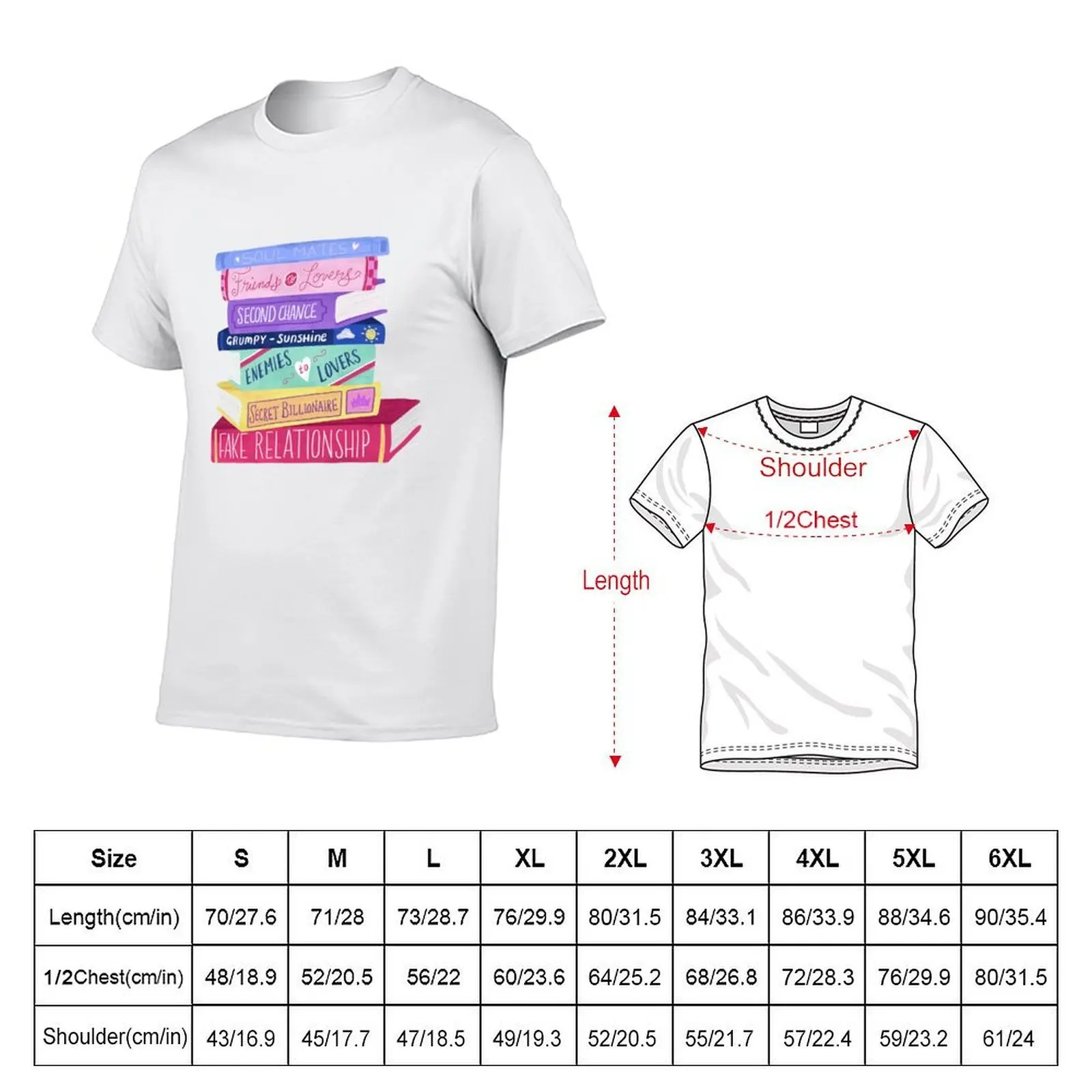 Romance Tropes Book Stack T-Shirt t shirts cotton 100% anime t shirts for man T-Shirt