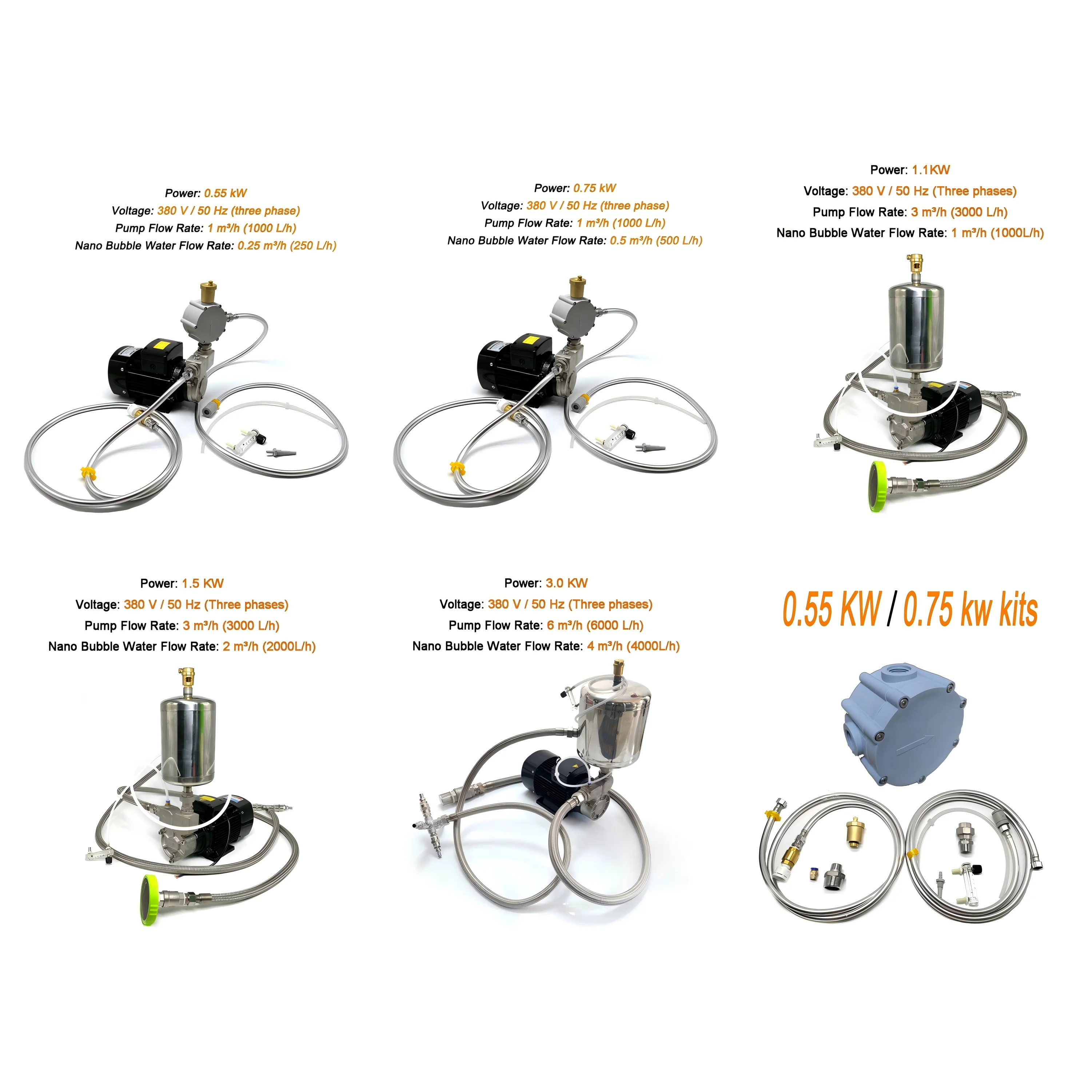 

380V 0.55KW-3KW Ozone Nano Micro Bubble Generator Aerator Oxygen Mixing Pump For Hydroponics Liptint Mixing Water Treatment