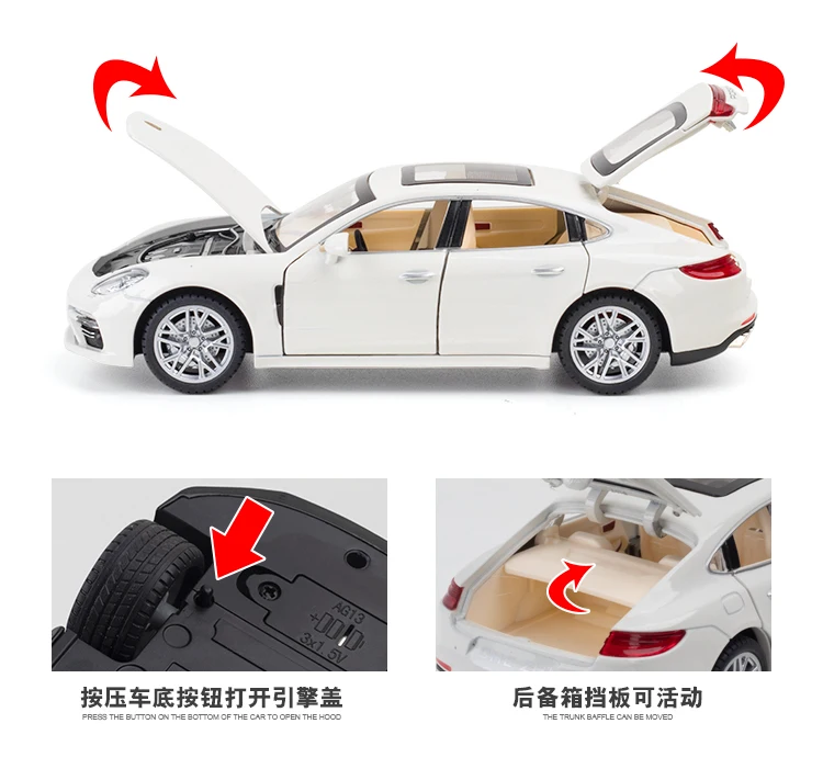 1:24 Porsche Panamera aleación Diecasts y vehículos modelo de juguete simulación sonido y luz tirar hacia atrás juguetes para niños colección regalo