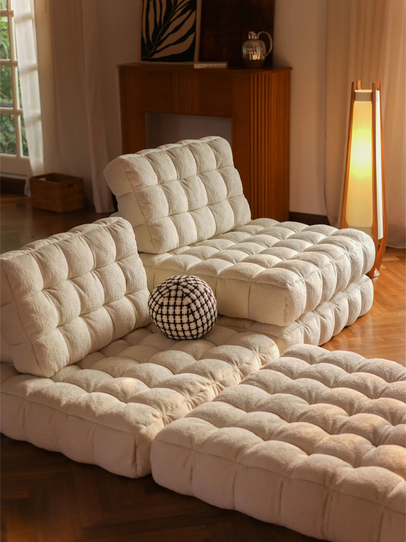 Sofa fabric living room lazy people can lie and sleep single small apartment simple and modern.