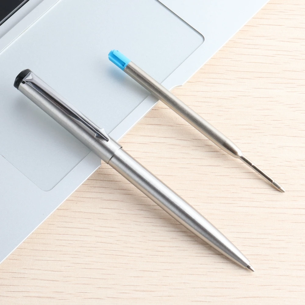 Metal Ballpoint Pen Press Style Commercial Gift Elegant Pens For School Office Stationery Supplies Core Automatic Ball Pen