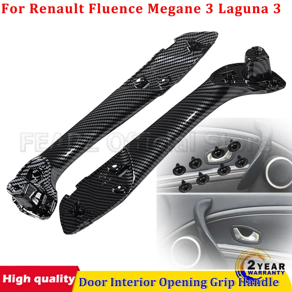 

2Pcs Carbon Fiber Front Left Right Door Interior Opening Grip Handle For Renault Fluence Megane 3 Laguna 3 Latitude Auto Parts