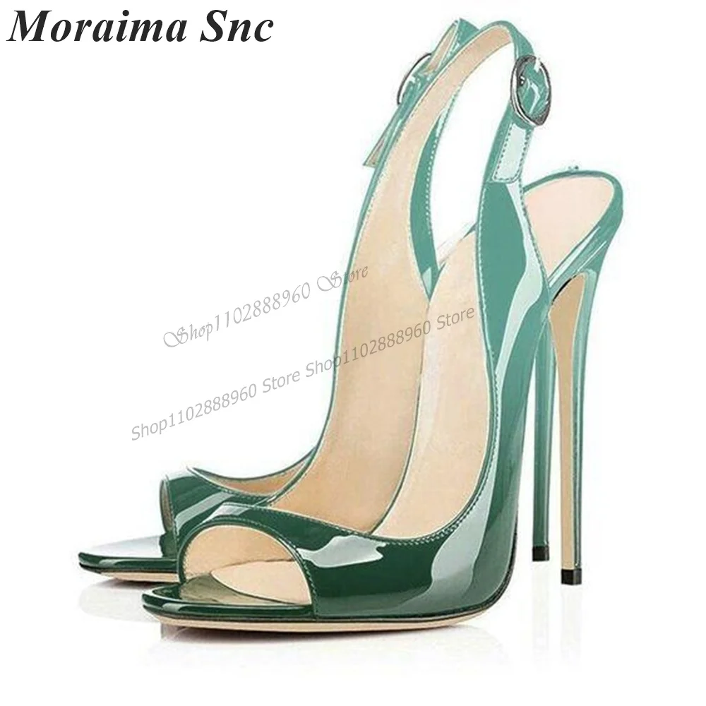 

Gradient Color Patent Leather Graceful Shallow Sandals Thin High Heel Women Shoes Back Strap Peep Toe 2023 Zapatos Para Mujere