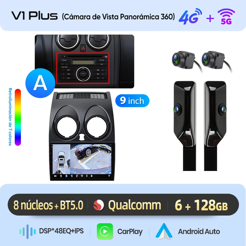 Junsun Radio Voz AI voor Nissan Qashqai J10 2006-2013 draadloze CarPlay Android Auto autoradio 2DIN met Bluetooth DAB+ GPS RDS